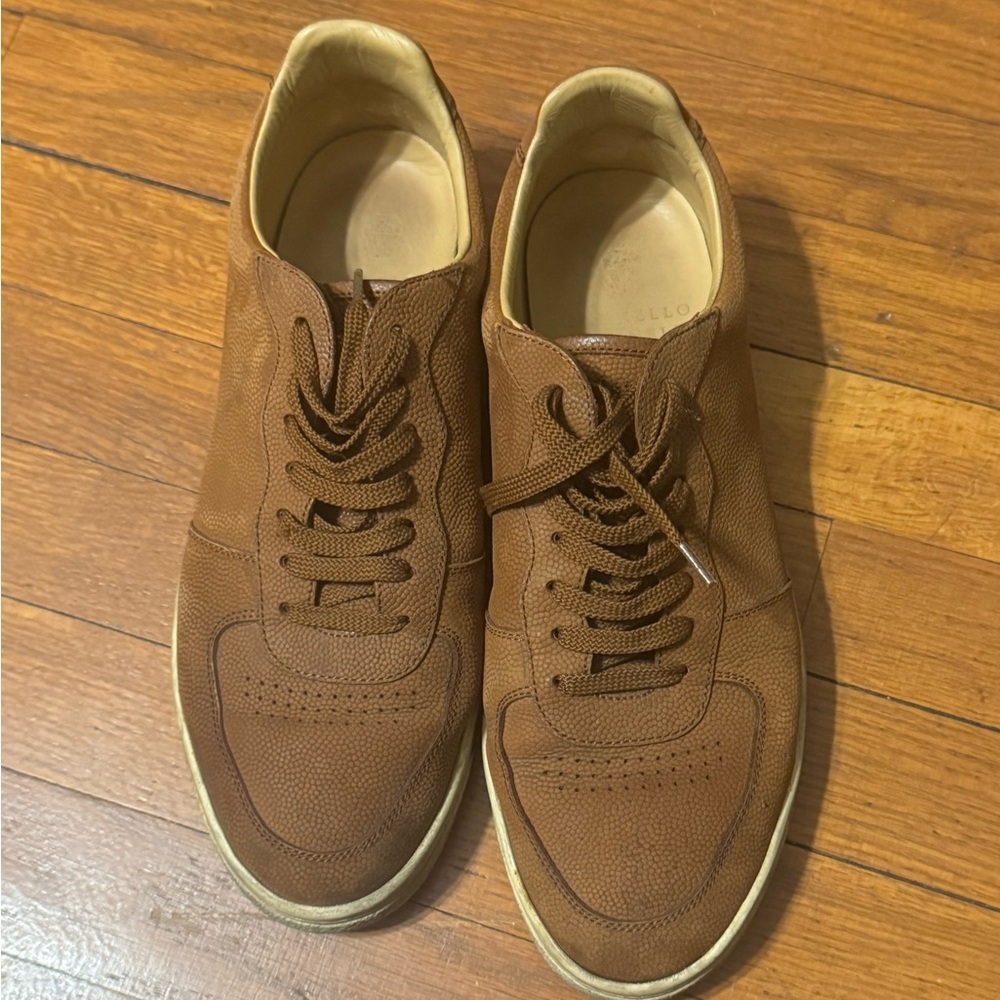 Brunello Cucinelli Brown Pebbled Leather Low Top Sneakers Men’s EU 43 US 10